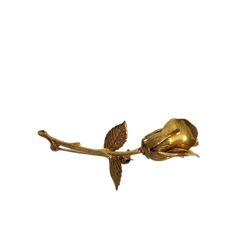 Rose Flower Brooch Pin Gold Tone Floral Lapel Pin Wedding‎ Jewelry - Picture 3 of 10